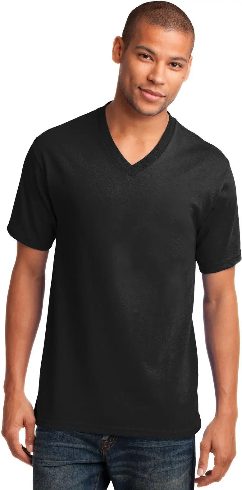 Port & Company Pc54v co Core Cotton V-neck Tee - Jet Black - Adult s
