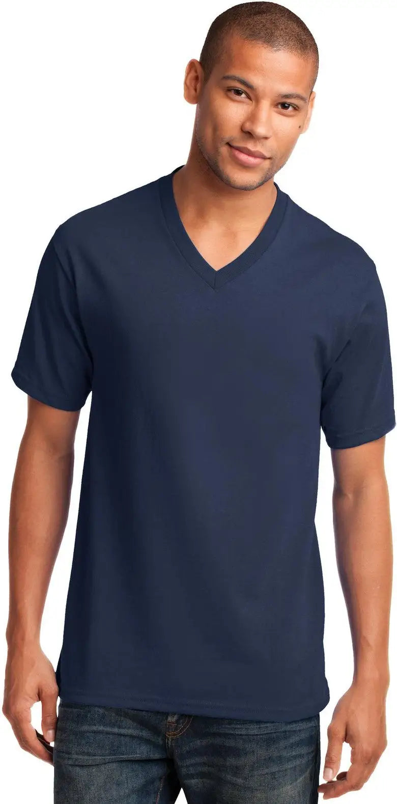 Port & Company Pc54v co Core Cotton V-neck Tee - Navy - Adult s