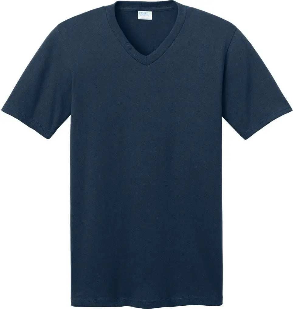 Port & Company Pc54v co Core Cotton V-neck Tee - Navy