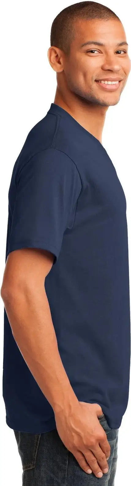 Port & Company Pc54v co Core Cotton V-neck Tee - Navy