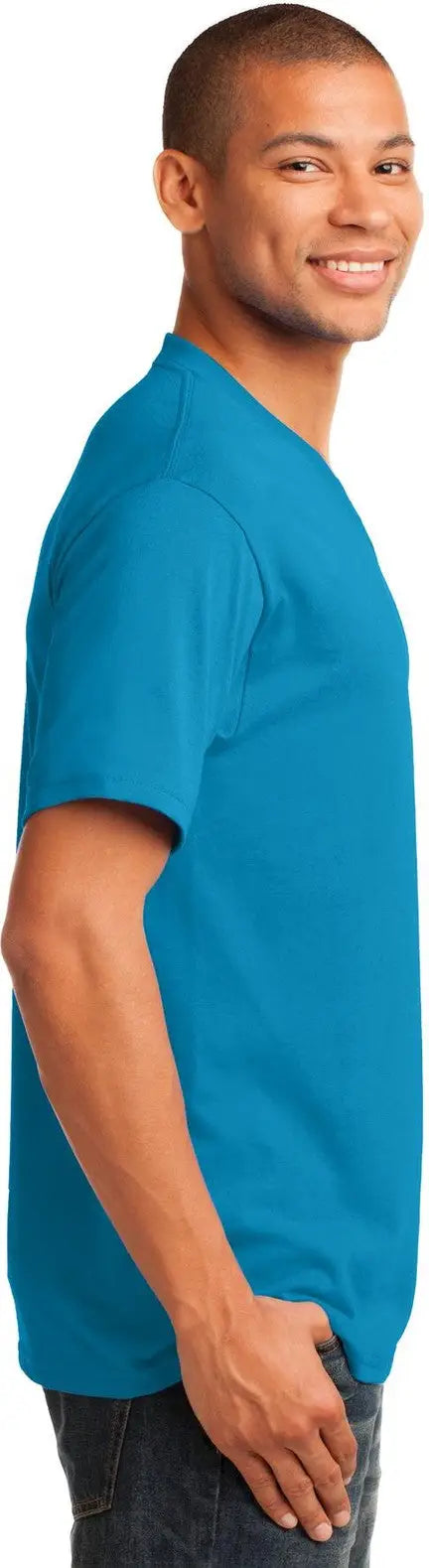 Port & Company Pc54v co Core Cotton V-neck Tee - Neon Blue