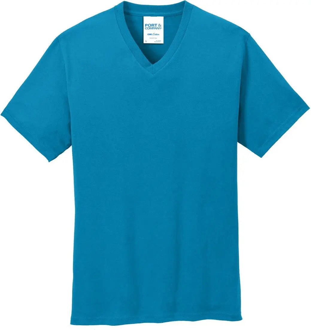 Port & Company Pc54v co Core Cotton V-neck Tee - Neon Blue