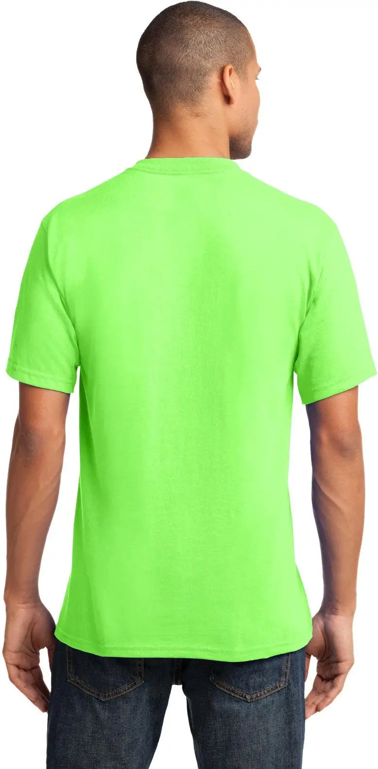 Port & Company Pc54v co Core Cotton V-neck Tee - Neon Green