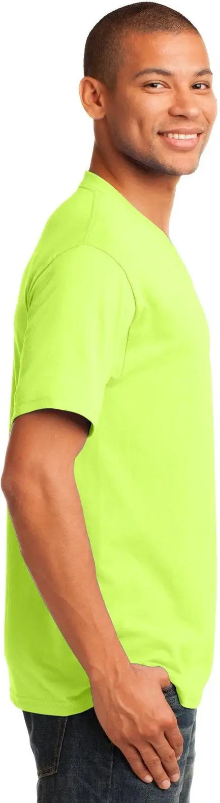 Port & Company Pc54v co Core Cotton V-neck Tee - Neon Yellow