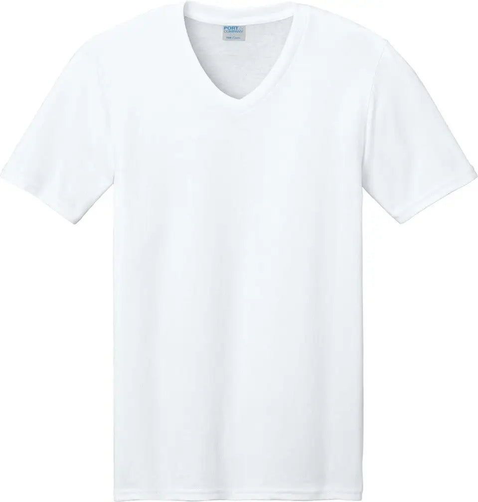 Port & Company Pc54v co Core Cotton V-neck Tee - White