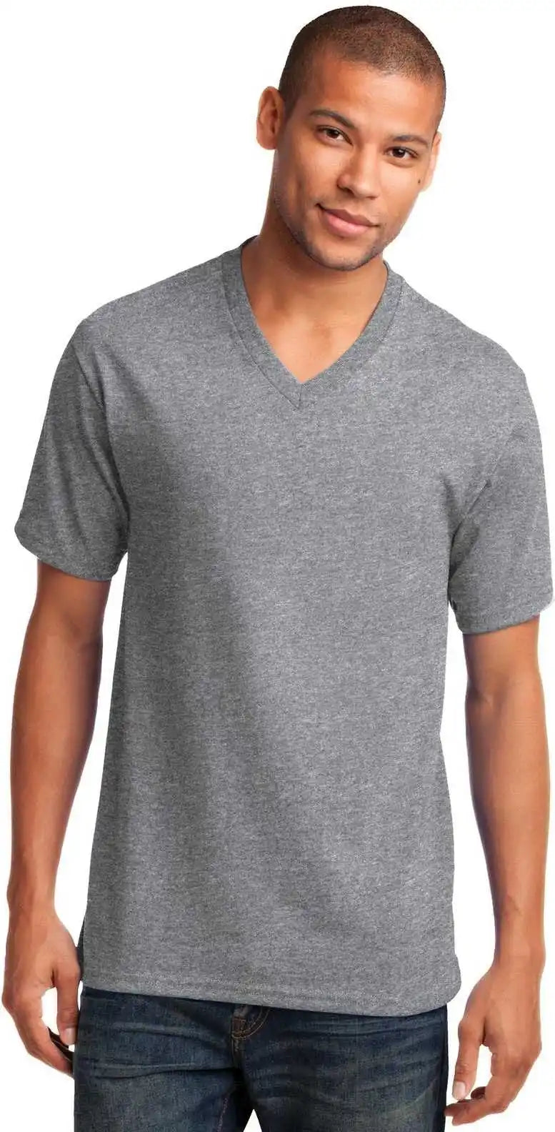 Port & Company Pc54v Core Cotton v Neck Tee Athletic Heather