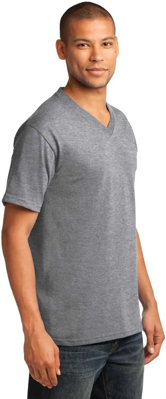 Port & Company Pc54v Core Cotton V-neck Tee - Athletic Heather