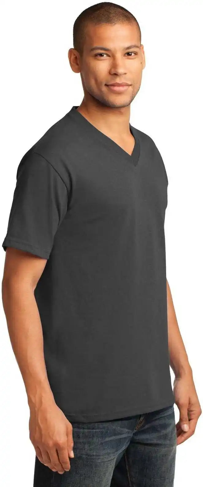 Port &amp; Company Pc54v Core Cotton V-neck Tee - Charcoal