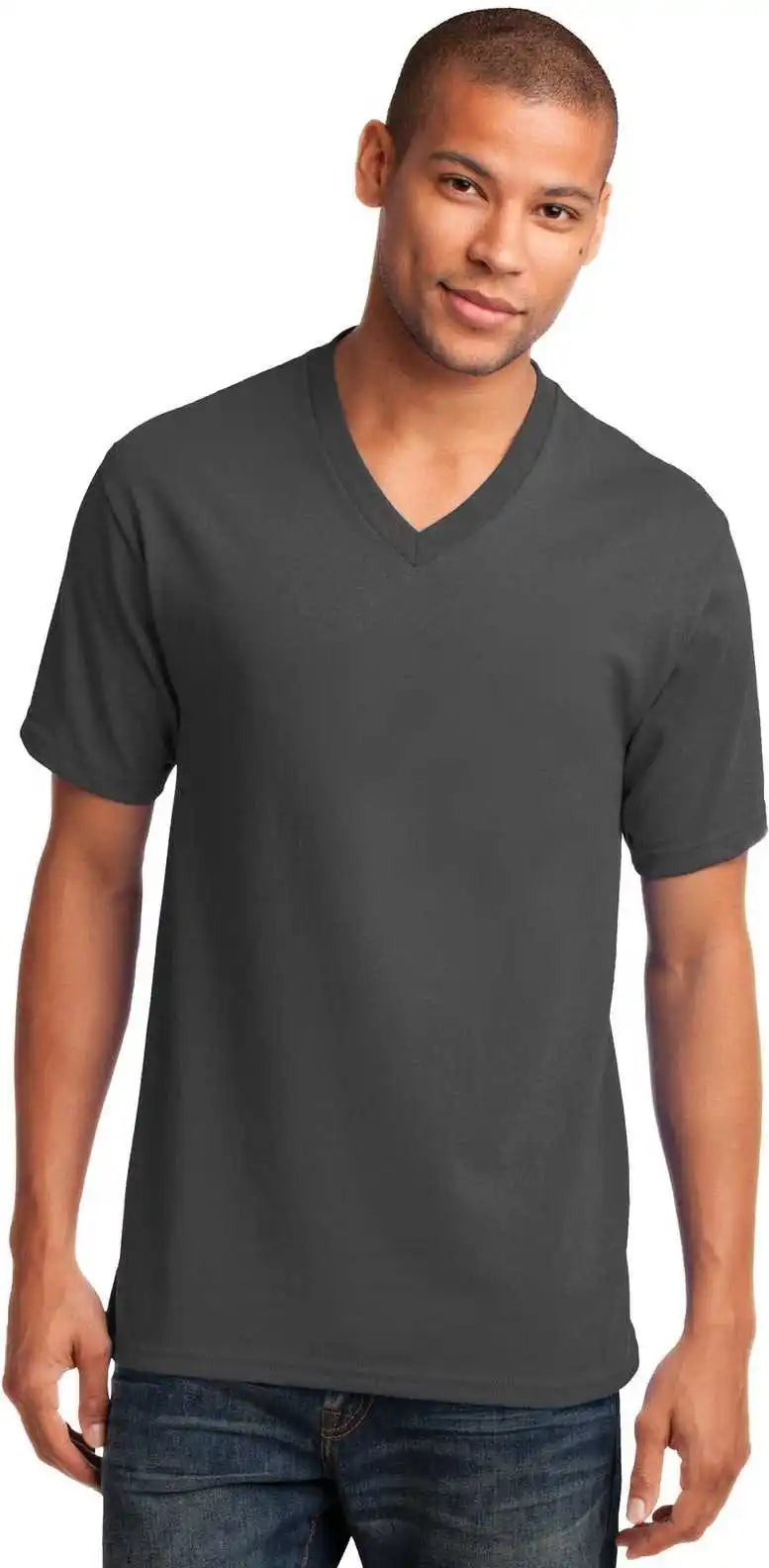 Port & Company Pc54v Core Cotton v Neck Tee Charcoal