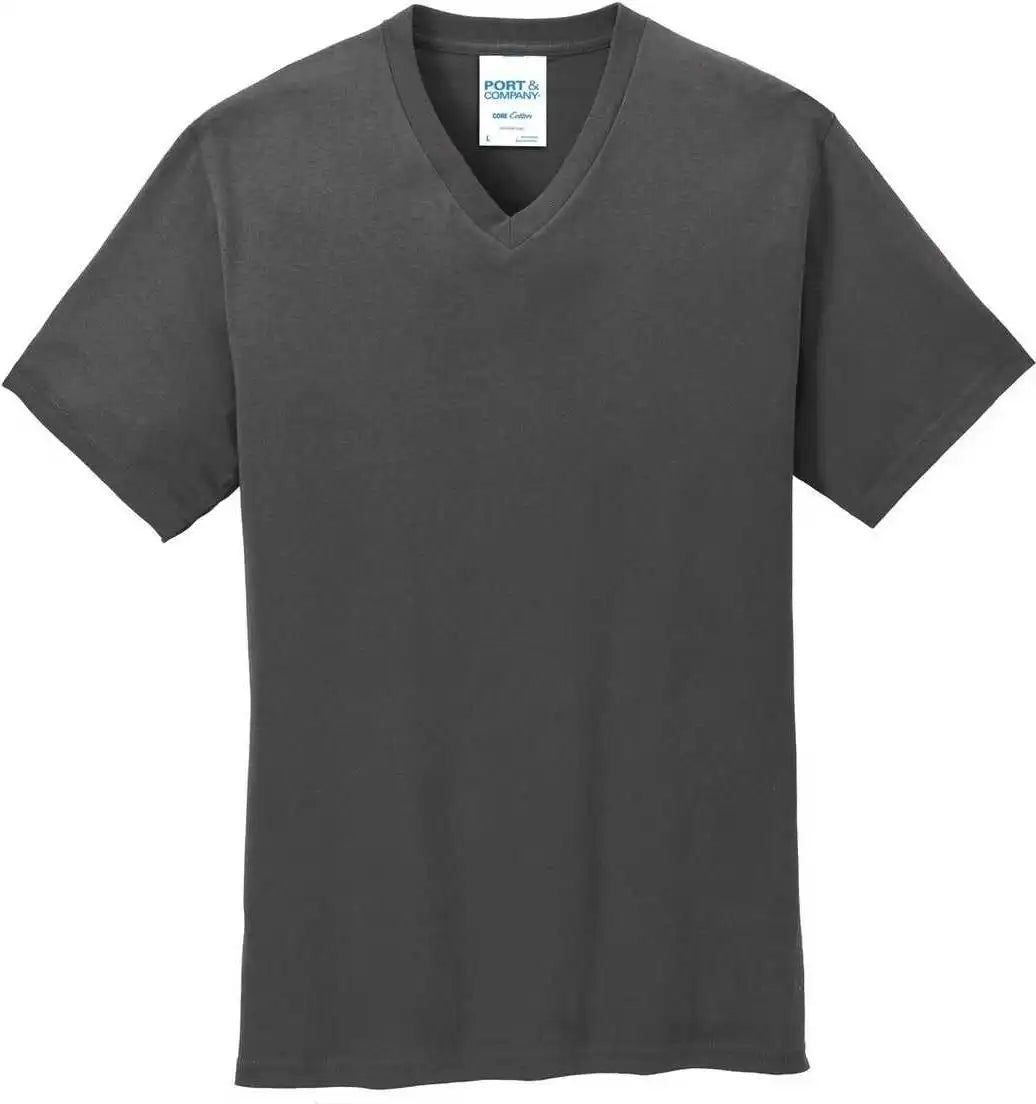 Port &amp; Company Pc54v Core Cotton V-neck Tee - Charcoal