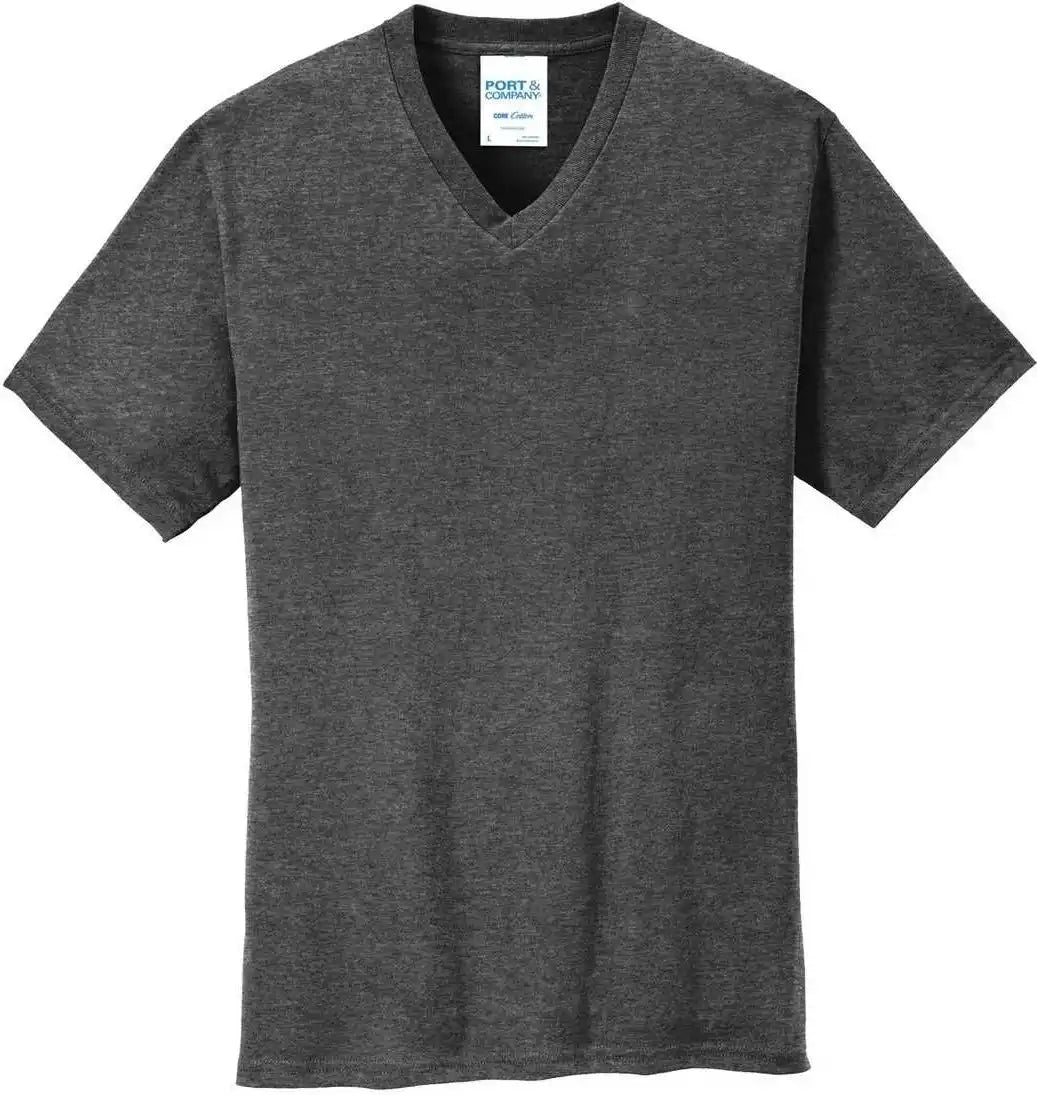 Port &amp; Company Pc54v Core Cotton v Neck Tee Dark Heather Gray