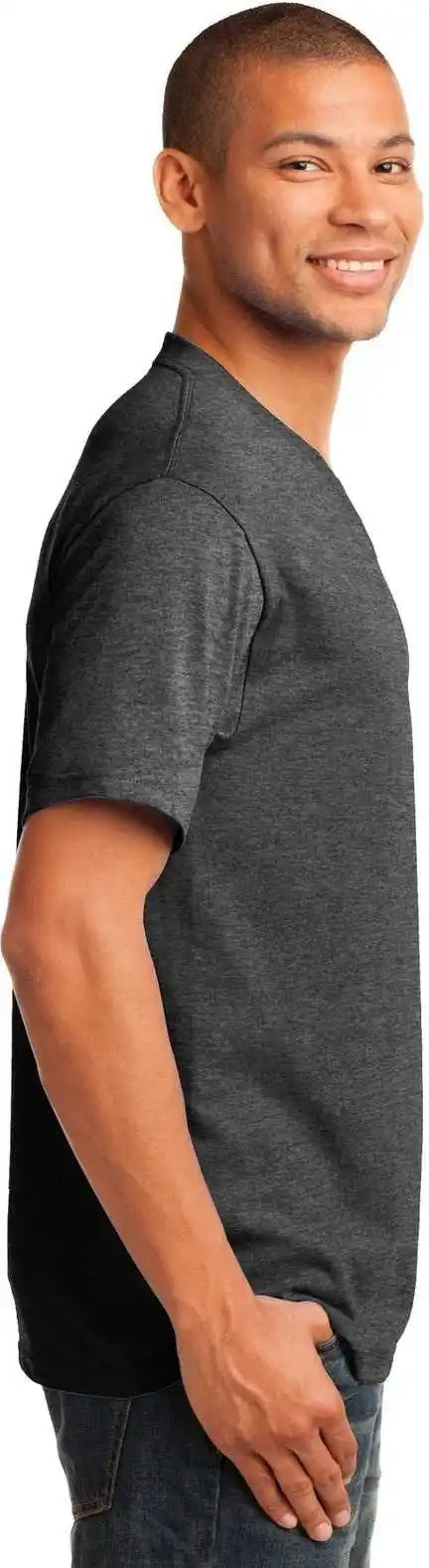 Port &amp; Company Pc54v Core Cotton v Neck Tee Dark Heather Gray