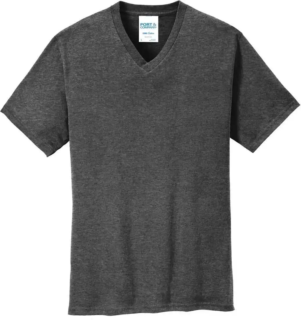 Port & Company Pc54v Core Cotton V-neck Tee - Dark Heather Grey