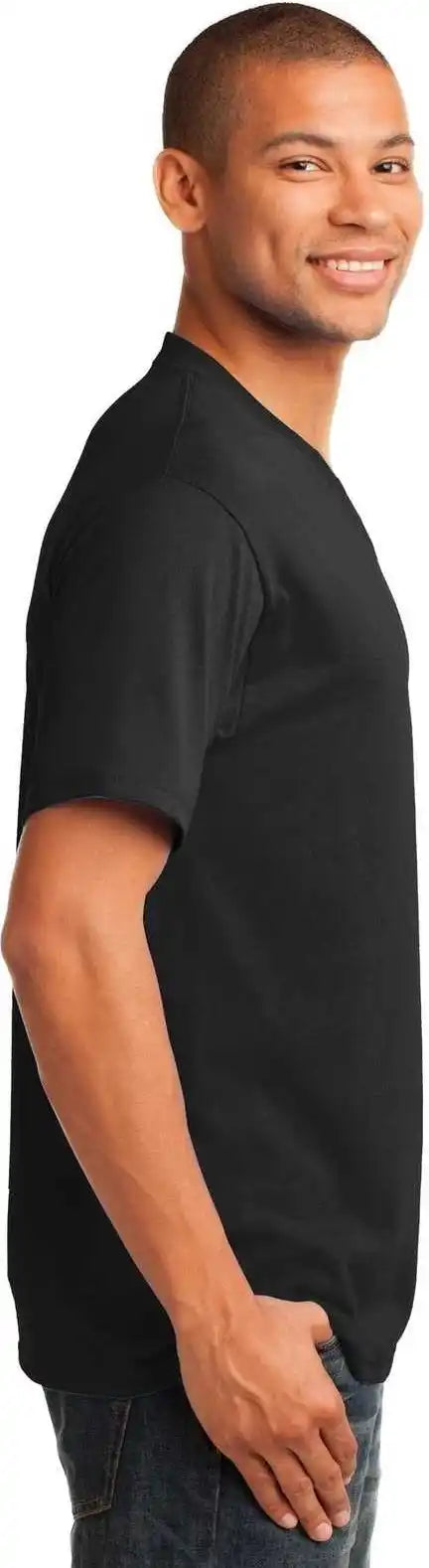 Port &amp; Company Pc54v Core Cotton v Neck Tee Jet Black