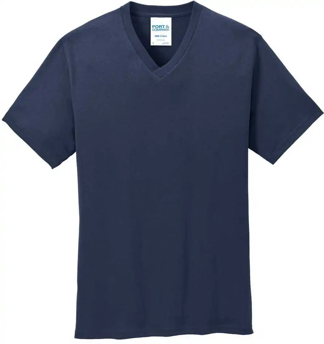 Port &amp; Company Pc54v Core Cotton v Neck Tee Navy