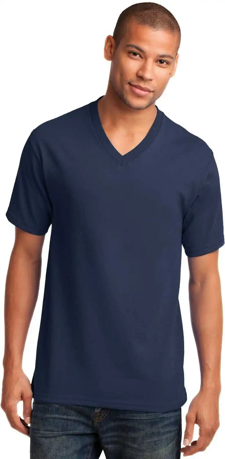 Port & Company Pc54v Core Cotton v Neck Tee Navy