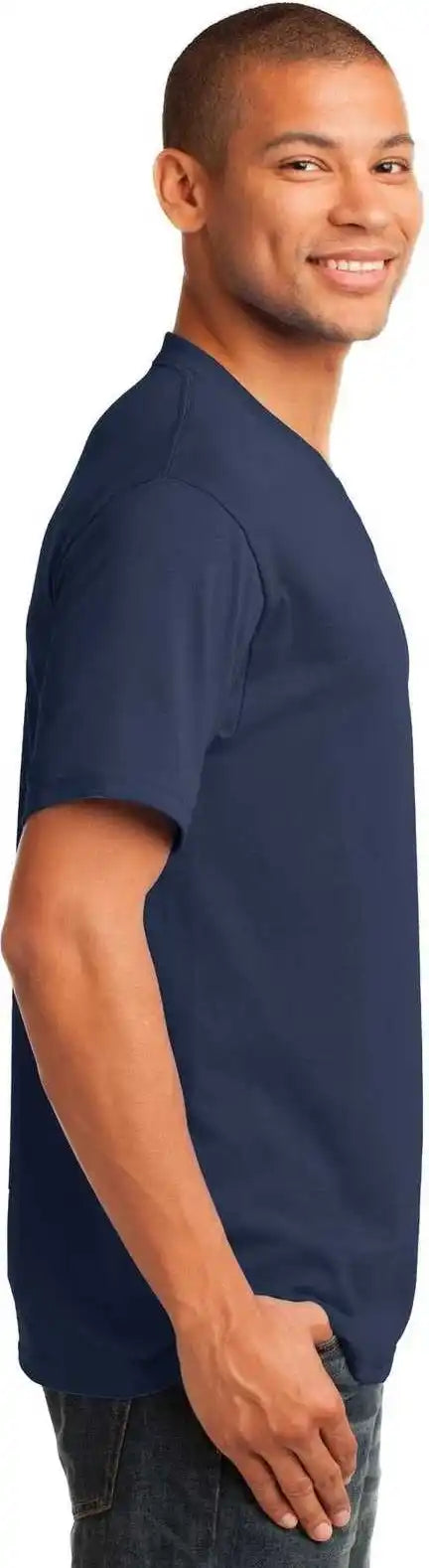 Port &amp; Company Pc54v Core Cotton v Neck Tee Navy