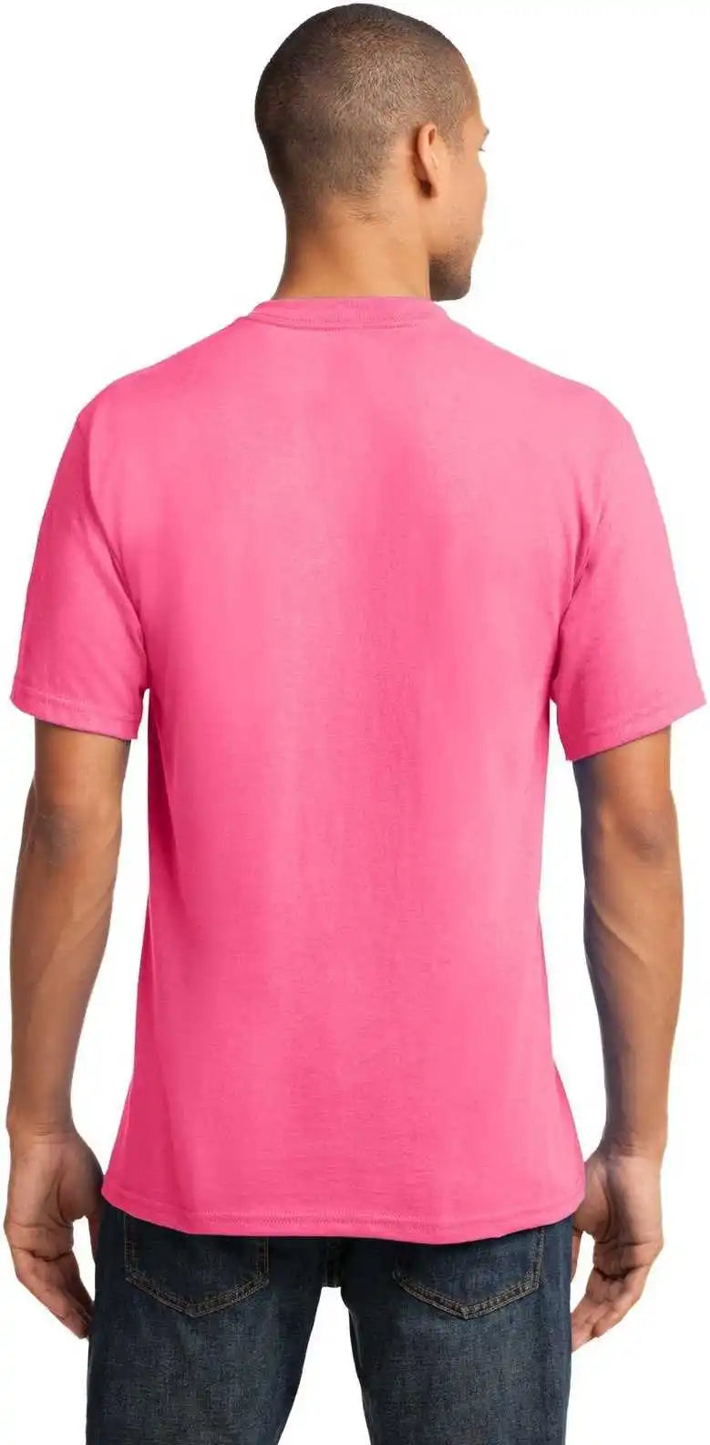 Port & Company Pc54v Core Cotton v Neck Tee Neon Pink