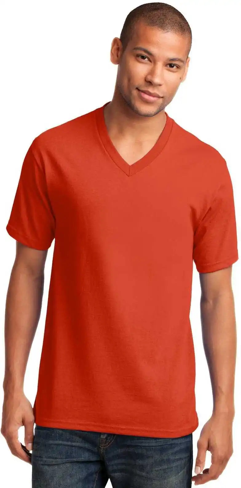Port & Company Pc54v Core Cotton V-neck Tee - Orange