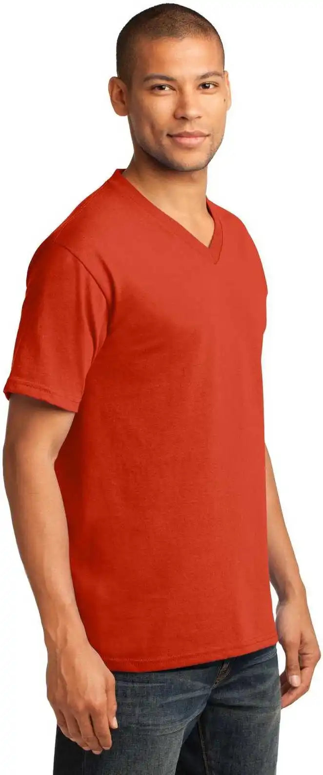 Port & Company Pc54v Core Cotton V-neck Tee - Orange