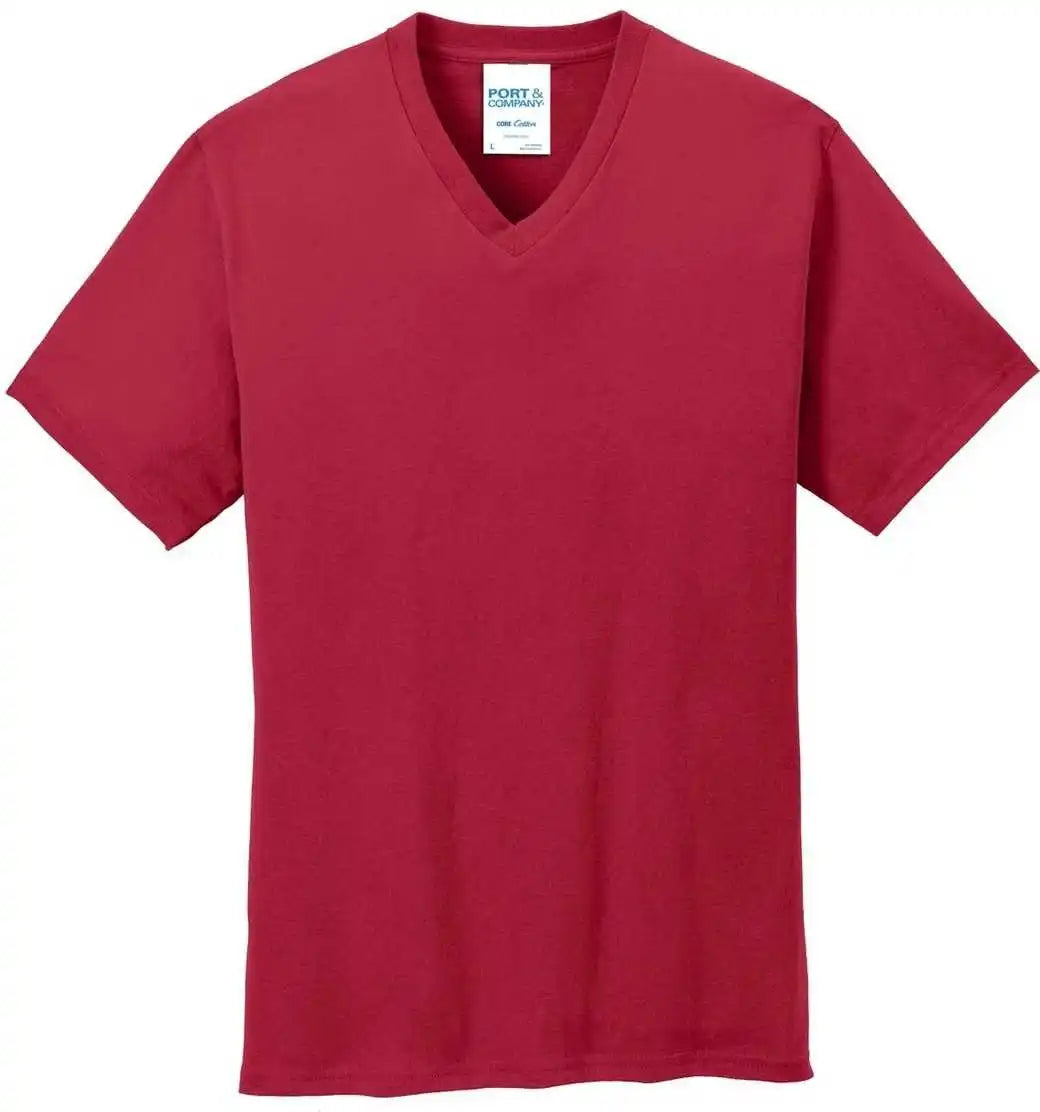Port & Company Pc54v Core Cotton V-neck Tee - Red