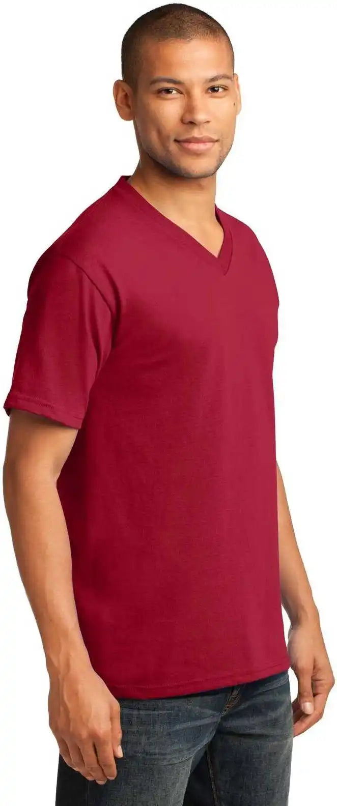 Port & Company Pc54v Core Cotton V-neck Tee - Red