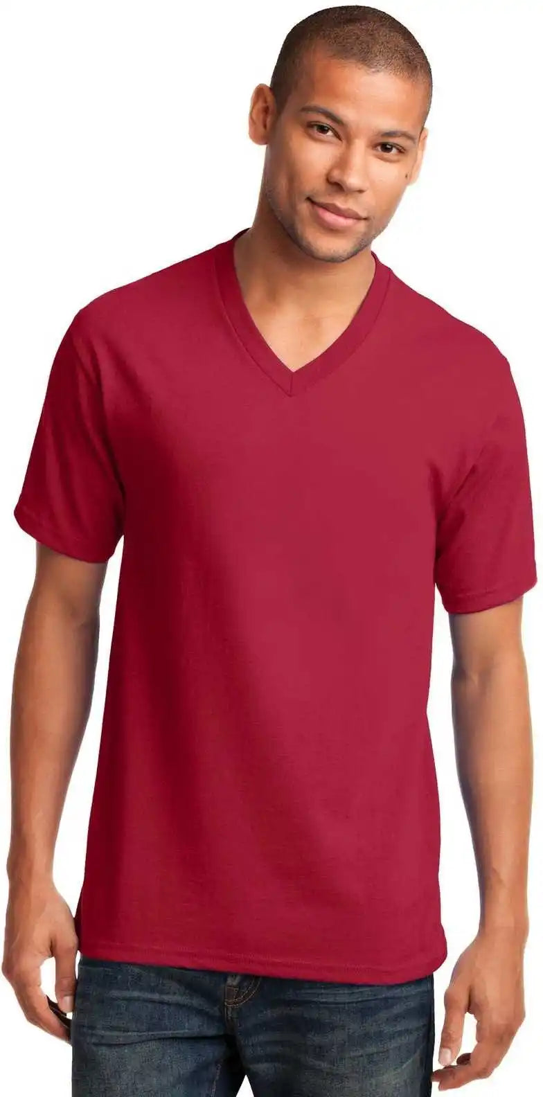 Port & Company Pc54v Core Cotton v Neck Tee Red