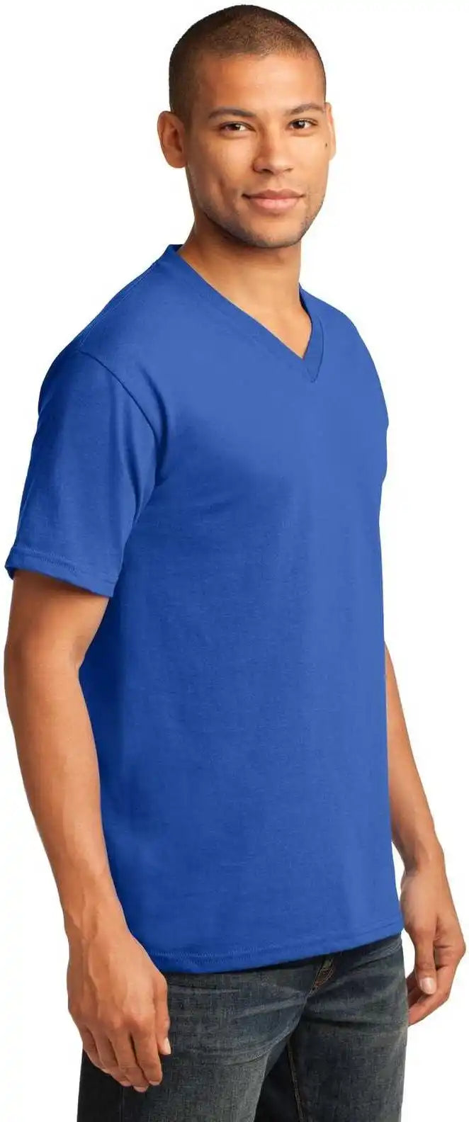 Port &amp; Company Pc54v Core Cotton V-neck Tee - Royal