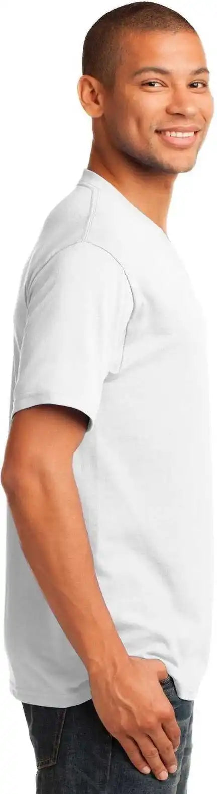 Port &amp; Company Pc54v Core Cotton v Neck Tee White