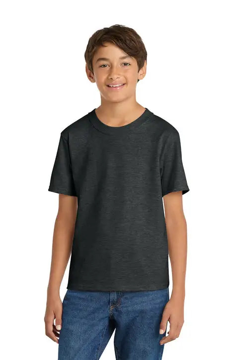 Port & Company Pc54y co Youth Core Cotton Tee - Black Heather - Xs
