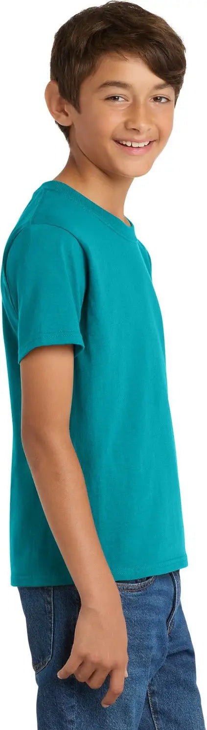 Port & Company Pc54y co Youth Core Cotton Tee - Bright Aqua