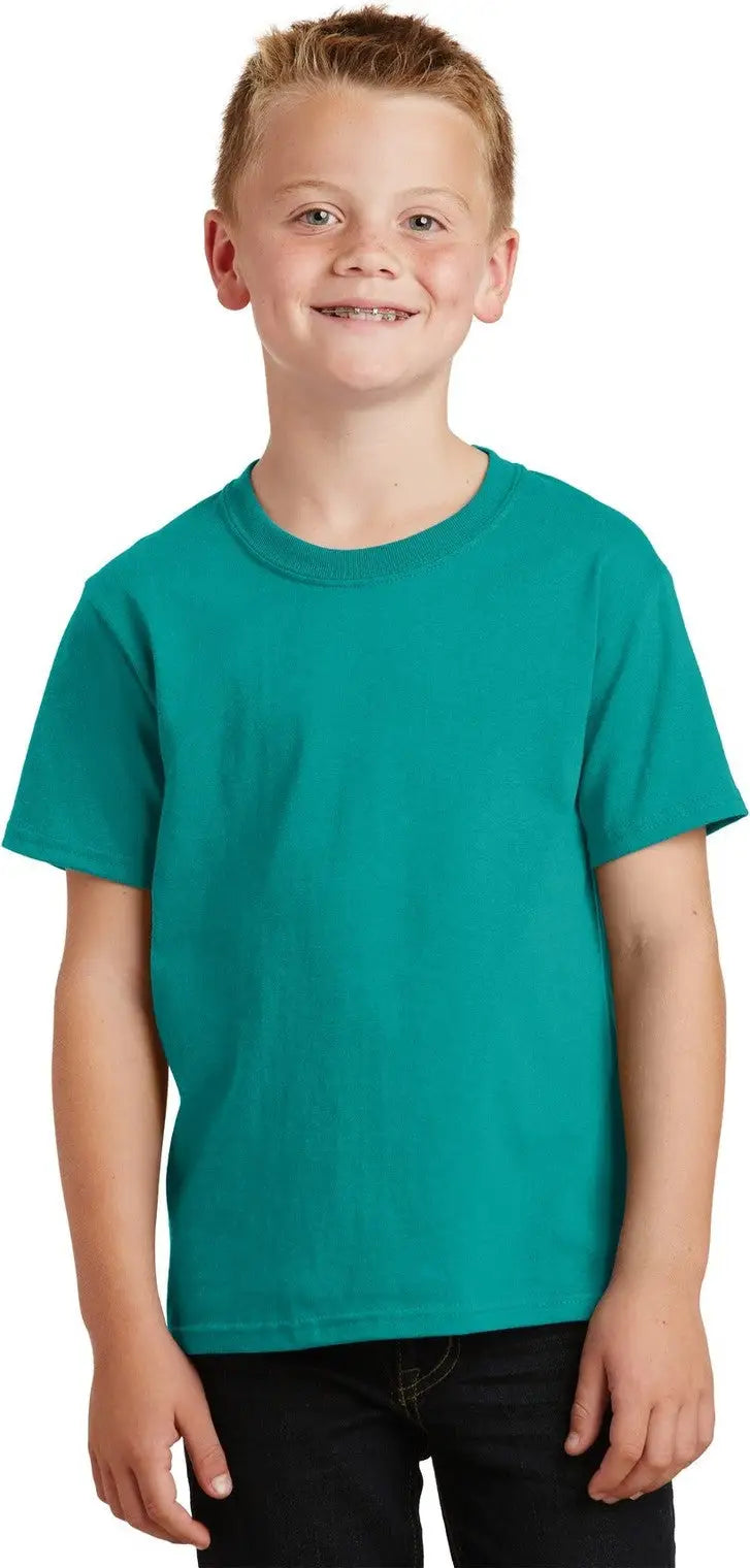 Port & Company Pc54y co Youth Core Cotton Tee - Bright Aqua - Xs