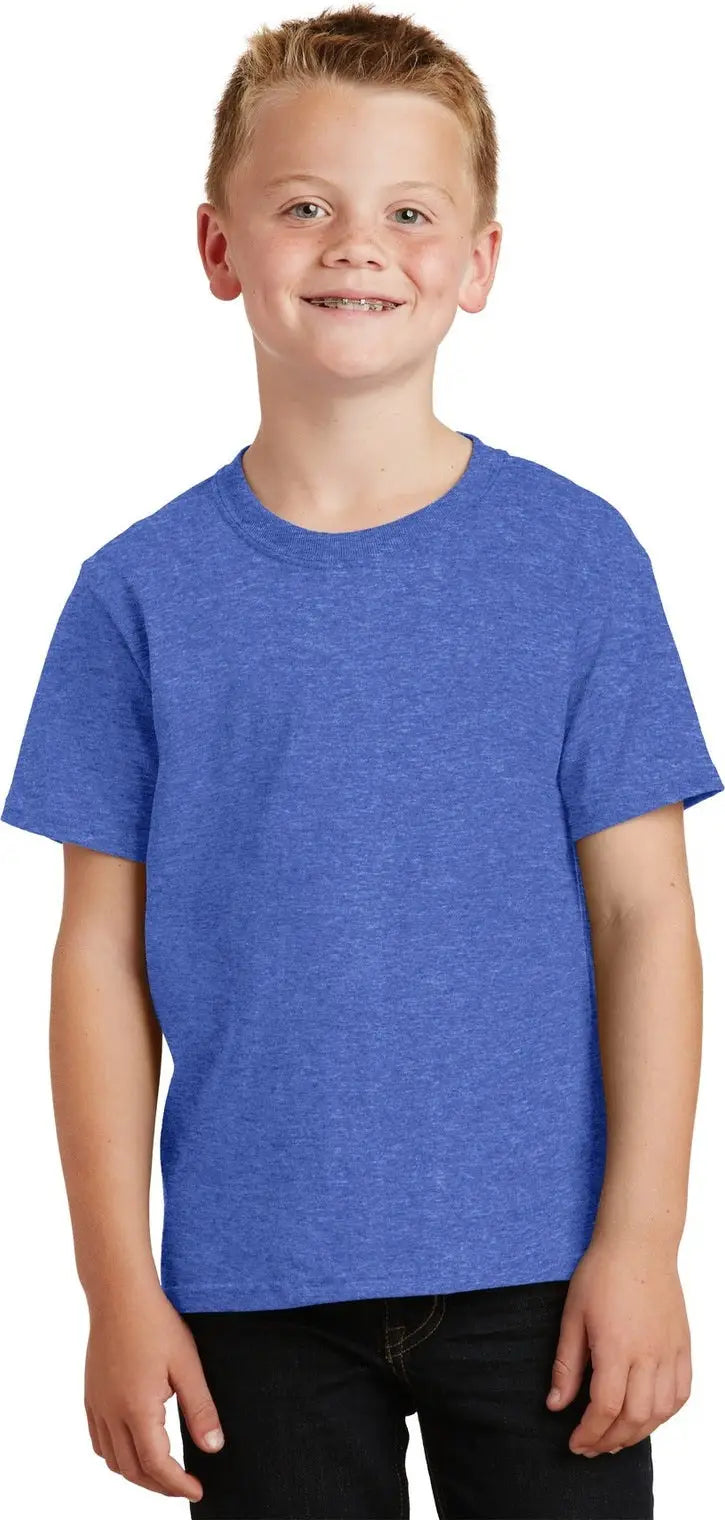 Port & Company Pc54y co Youth Core Cotton Tee - Heather Royal - Xs
