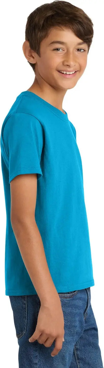 Port & Company Pc54y co Youth Core Cotton Tee - Neon Blue