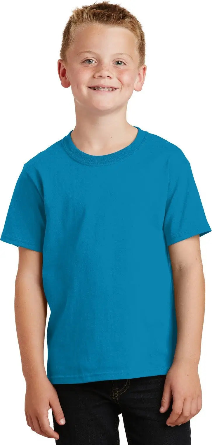 Port & Company Pc54y co Youth Core Cotton Tee - Neon Blue - Xs