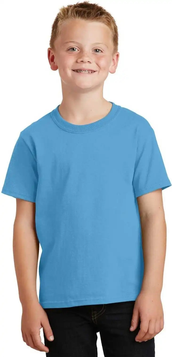Port & Company Pc54y Youth Core Cotton Tee Aquatic Blue