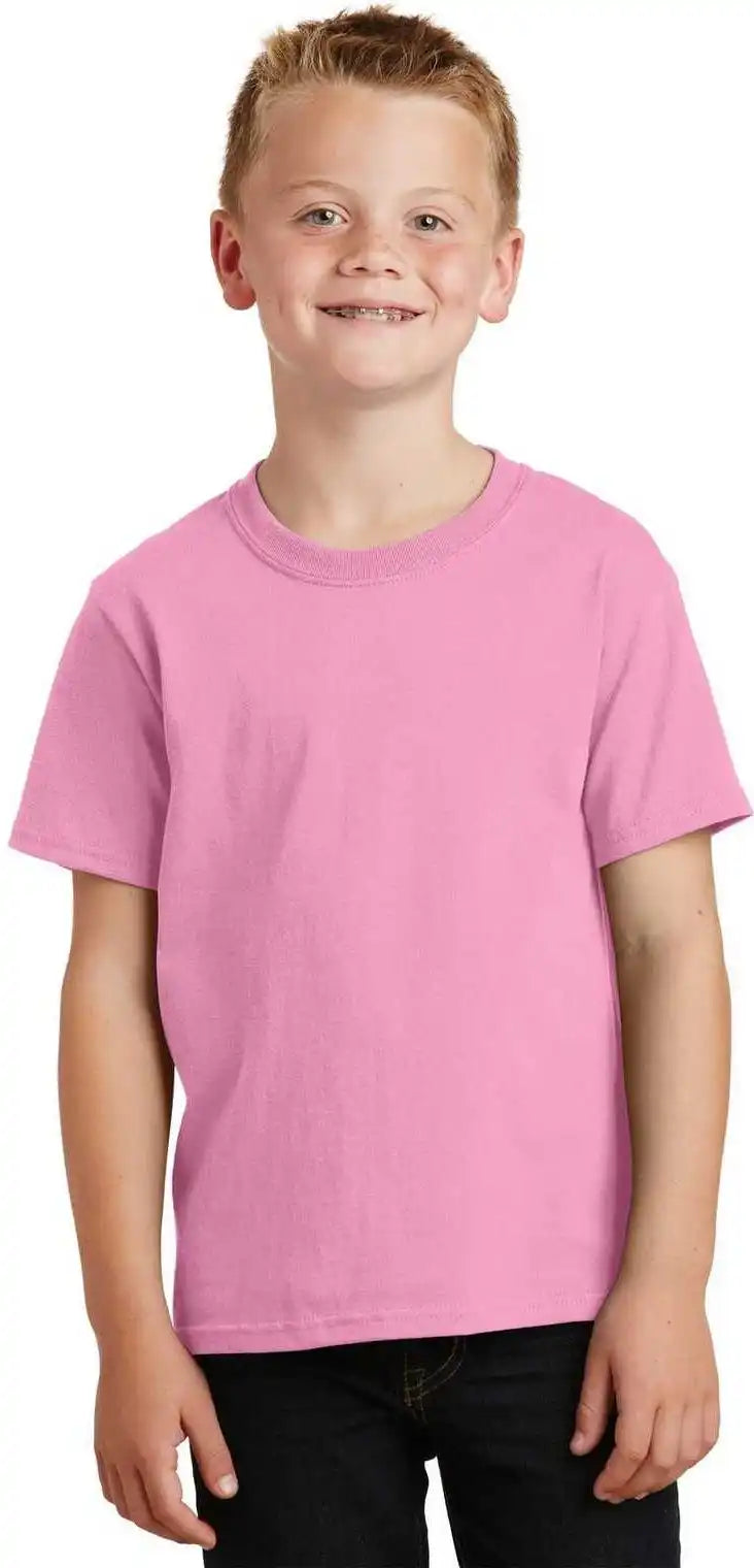 Port &amp; Company Pc54y Youth Core Cotton Tee Candy Pink