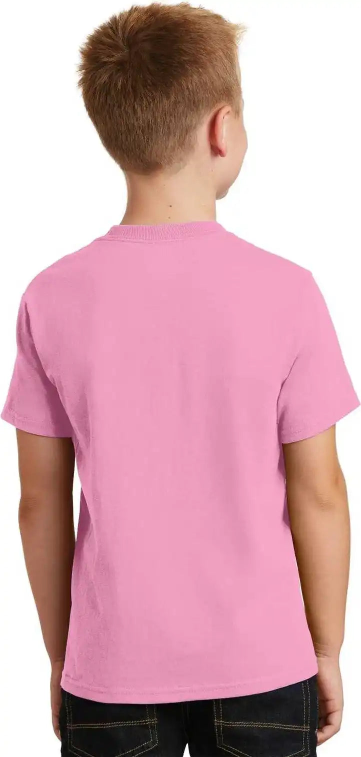 Port &amp; Company Pc54y Youth Core Cotton Tee Candy Pink