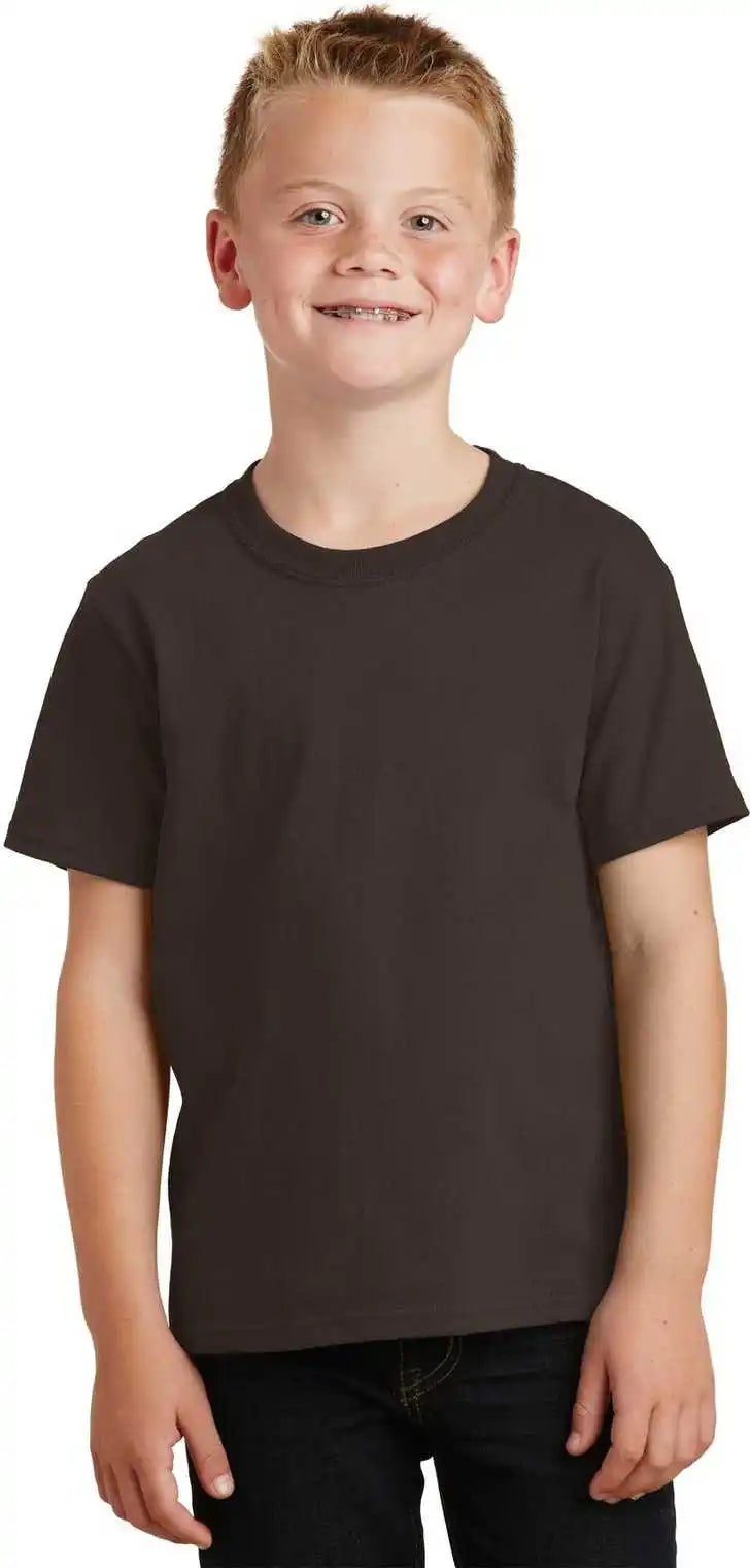Port & Company Pc54y Youth Core Cotton Tee Dark Chocolate Brown