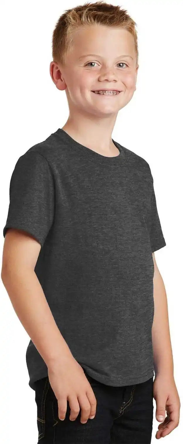 Port &amp; Company Pc54y Youth Core Cotton Tee Dark Heather Gray