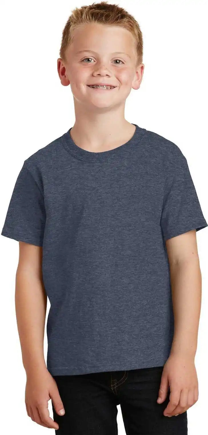 Port &amp; Company Pc54y Youth Core Cotton Tee Heather Navy