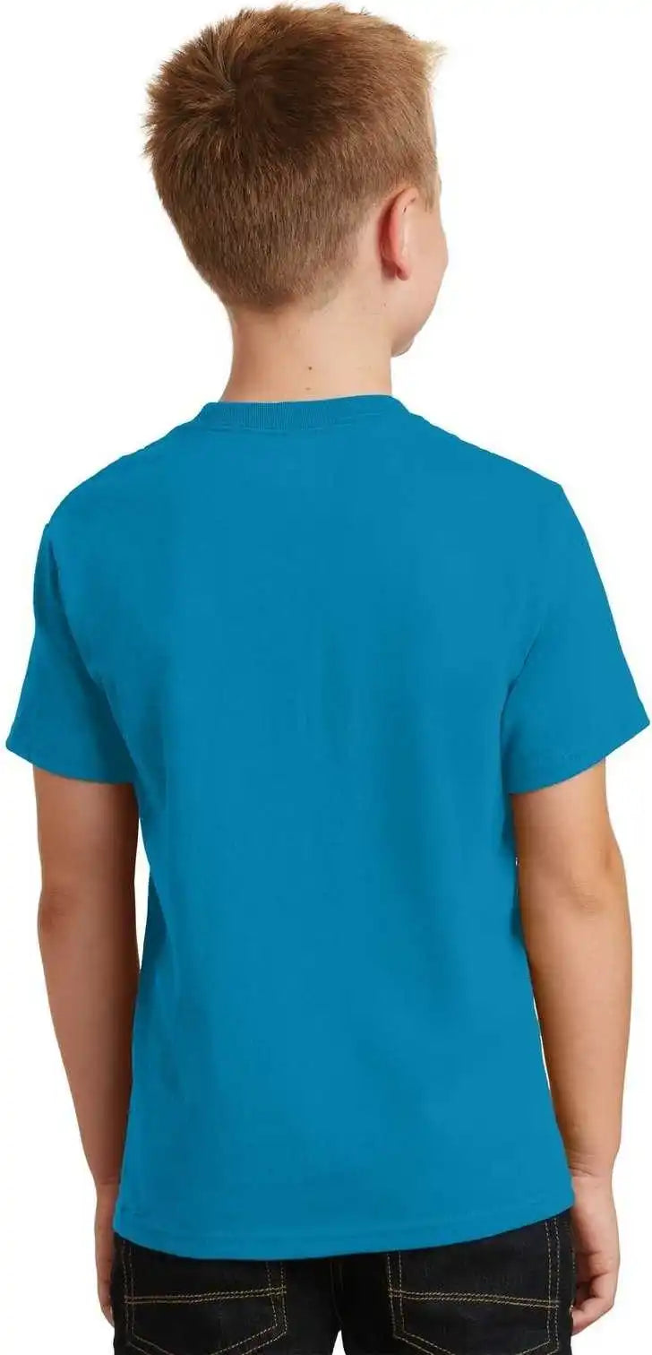 Port &amp; Company Pc54y Youth Core Cotton Tee Neon Blue