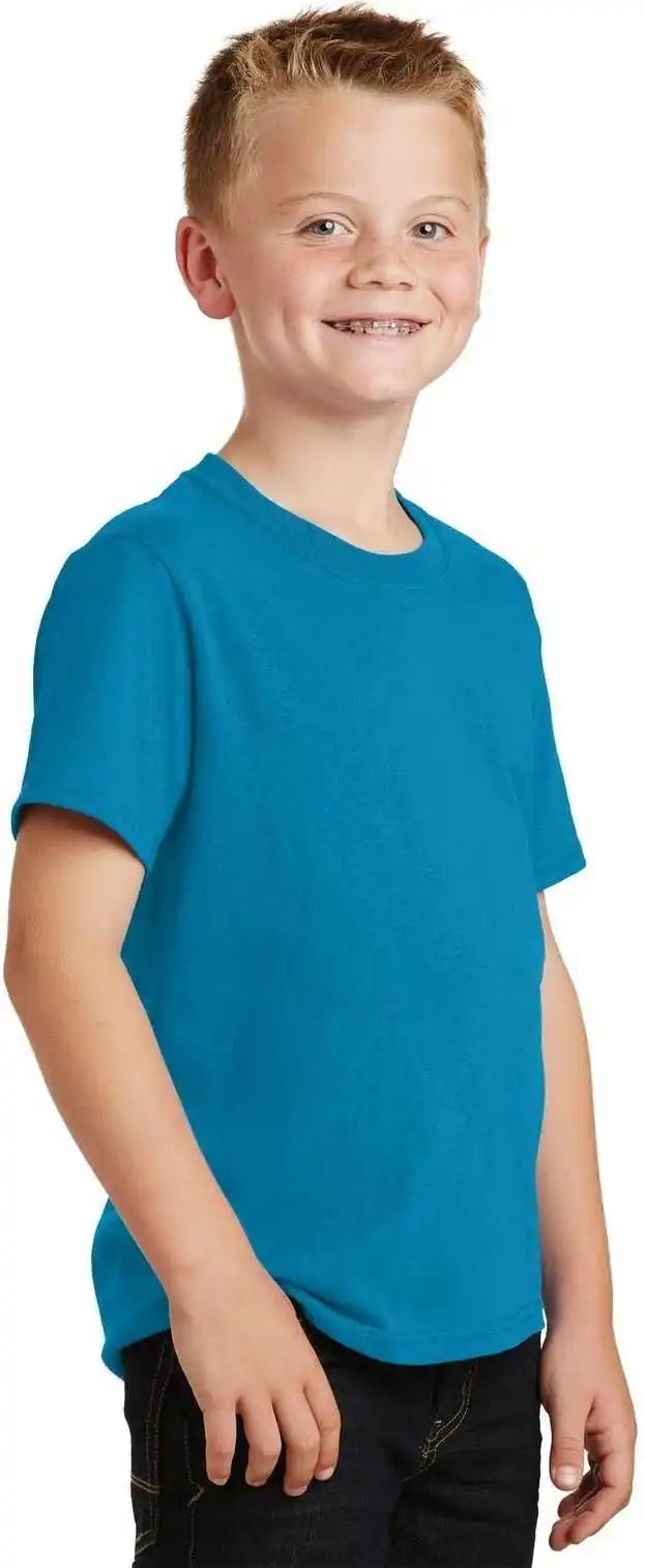 Port &amp; Company Pc54y Youth Core Cotton Tee Neon Blue