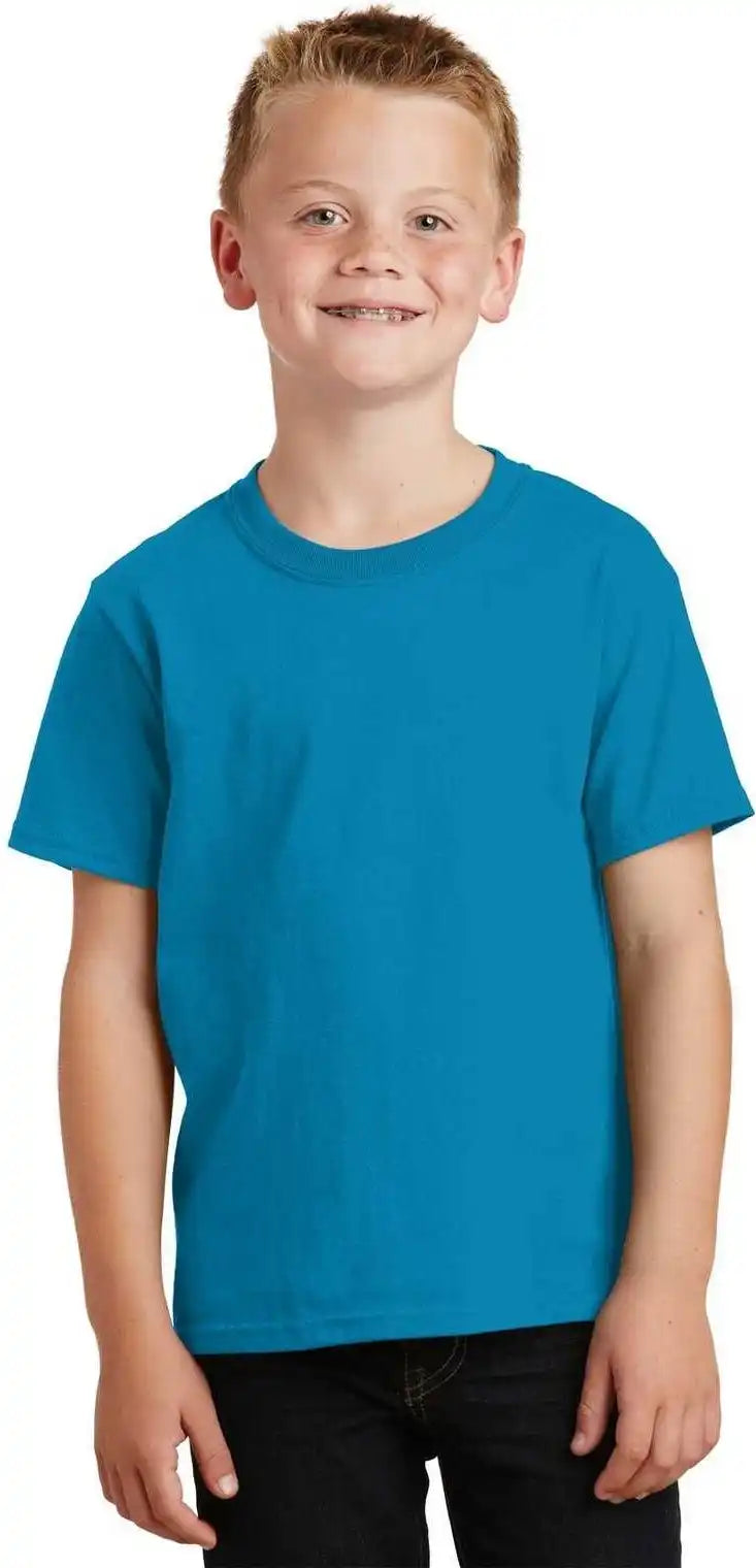 Port &amp; Company Pc54y Youth Core Cotton Tee Neon Blue