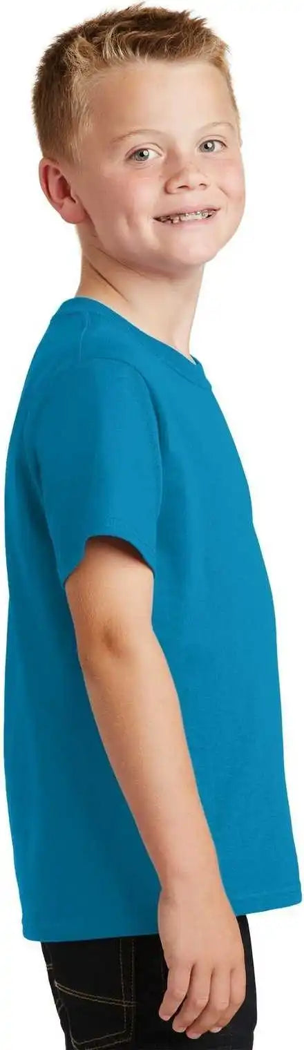 Port &amp; Company Pc54y Youth Core Cotton Tee Neon Blue