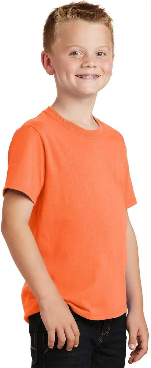 Port &amp; Company Pc54y Youth Core Cotton Tee Neon Orange