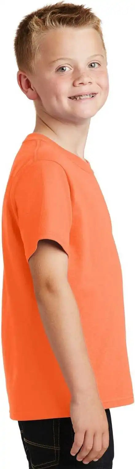 Port &amp; Company Pc54y Youth Core Cotton Tee Neon Orange