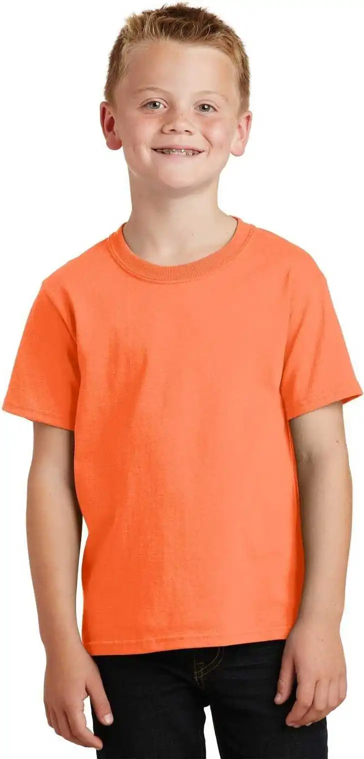 Port &amp; Company Pc54y Youth Core Cotton Tee Neon Orange