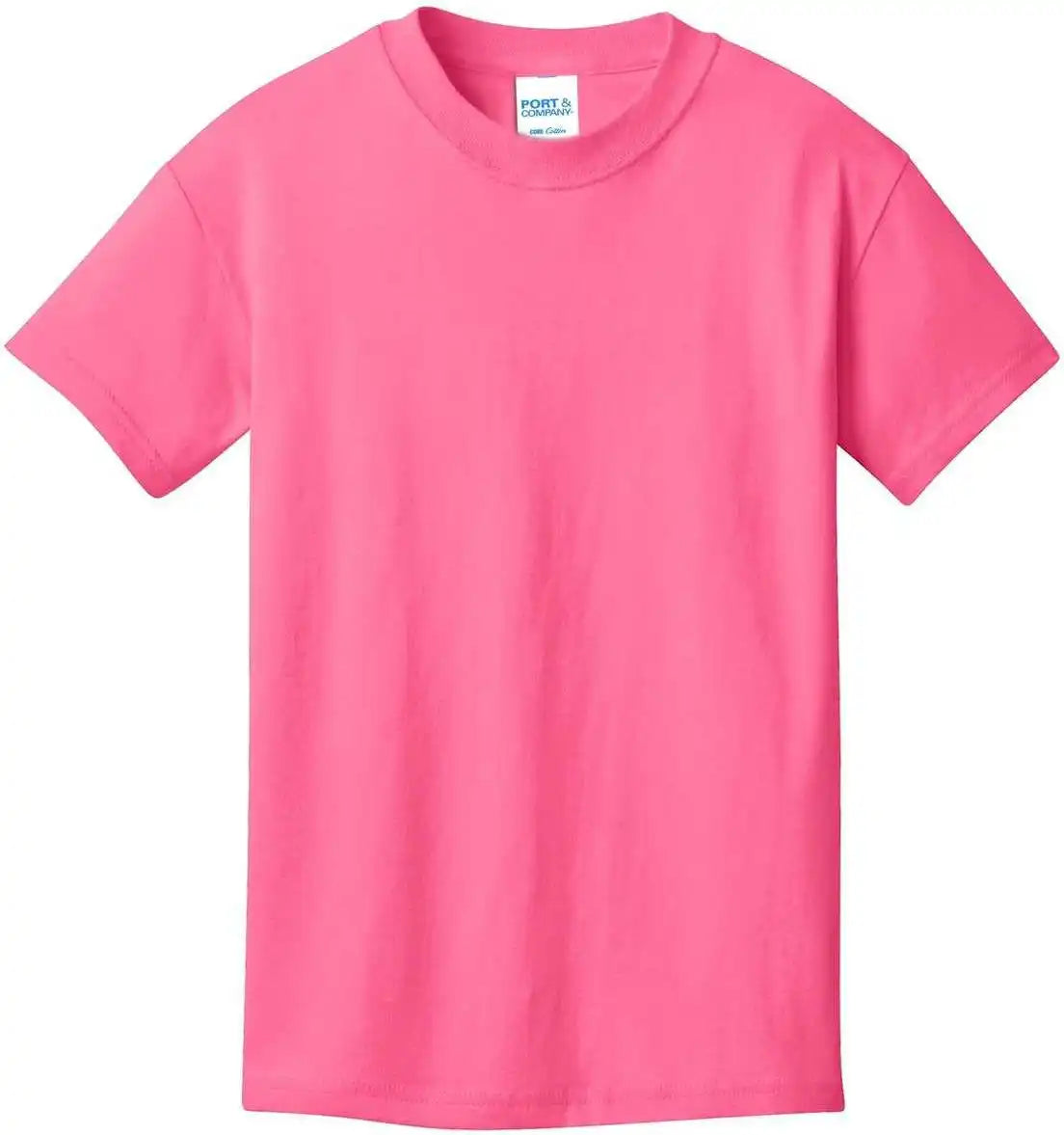 Port &amp; Company Pc54y Youth Core Cotton Tee Neon Pink
