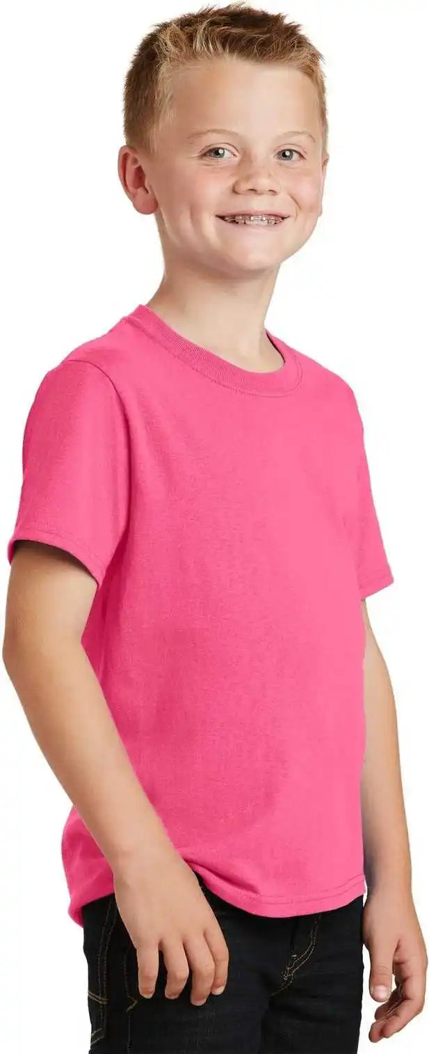 Port &amp; Company Pc54y Youth Core Cotton Tee Neon Pink
